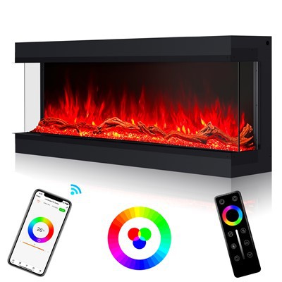 Caminetto elettrico Smart Wi-Fi a 3 lati